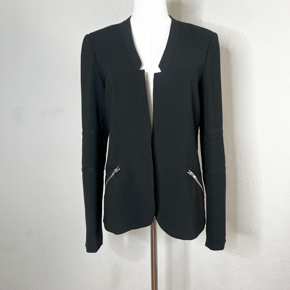 Maison Scotch Black Moto Blazer Jacket Zipper Pockets Punk Radar Size 2‎